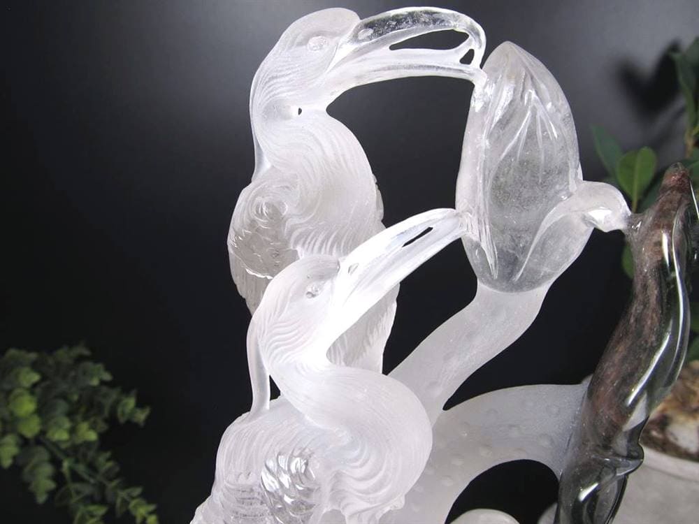 鶴 天然水晶 万能の石 浄化 置物