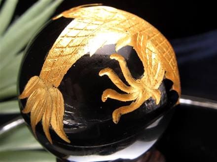 丸玉 オブシディアン 龍 五本爪 龍玉 黒曜石