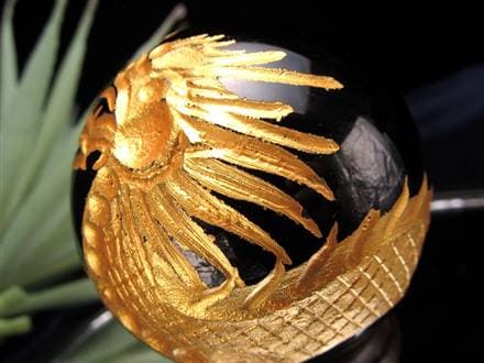 丸玉 オブシディアン 龍 五本爪 龍玉 黒曜石