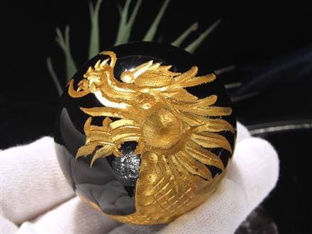 丸玉 オブシディアン 龍 五本爪 龍玉 黒曜石
