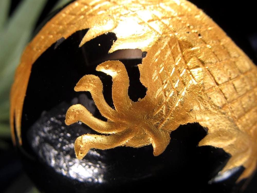 丸玉 オブシディアン 龍 五本爪 龍玉 黒曜石