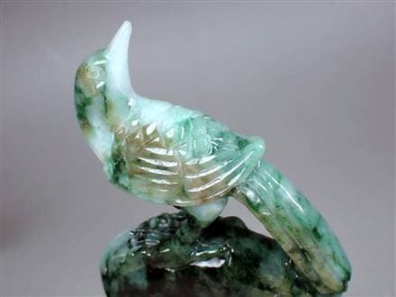 縁起物 夫婦鳥 翡翠 ジェダイト 硬玉 彫刻 置物