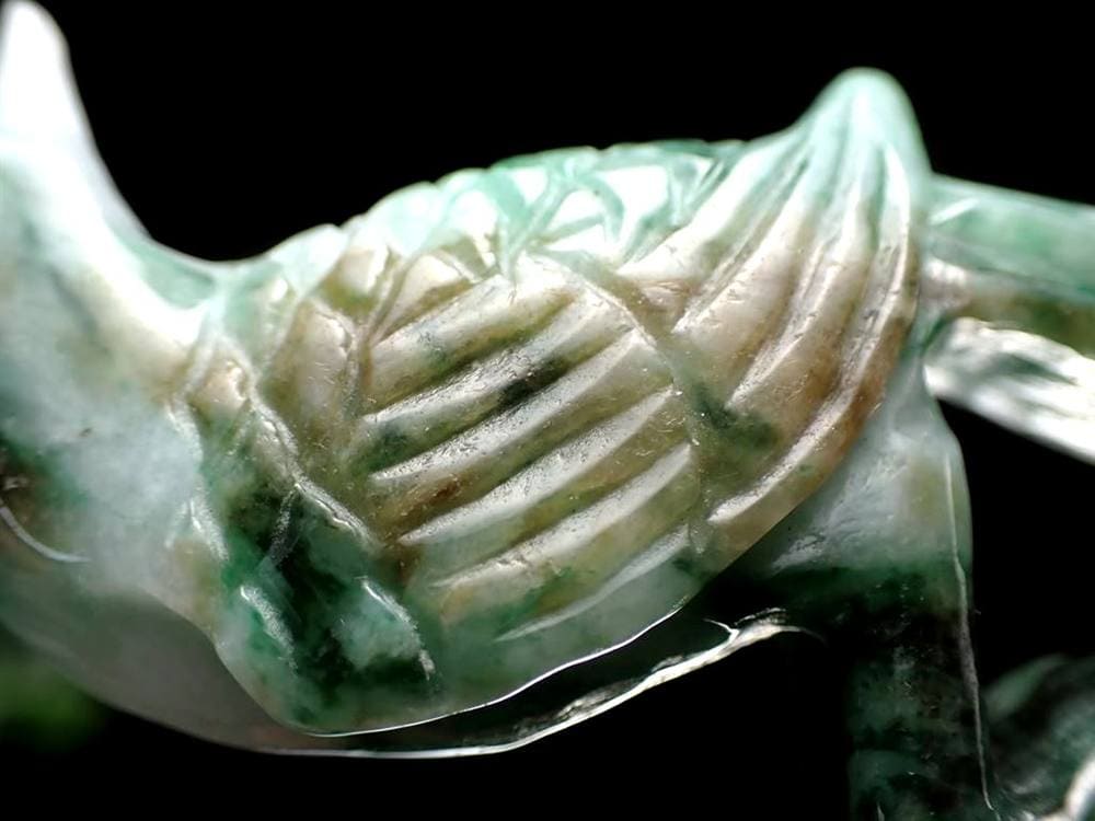 縁起物 夫婦鳥 翡翠 ジェダイト 硬玉 彫刻 置物