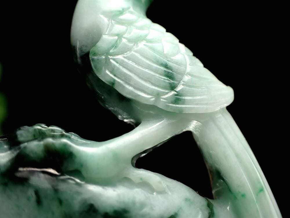 縁起物 夫婦鳥 翡翠 ジェダイト 硬玉 彫刻 置物