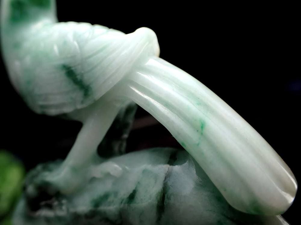 縁起物 夫婦鳥 翡翠 ジェダイト 硬玉 彫刻 置物