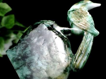 縁起物 夫婦鳥 翡翠 ジェダイト 硬玉 彫刻 置物