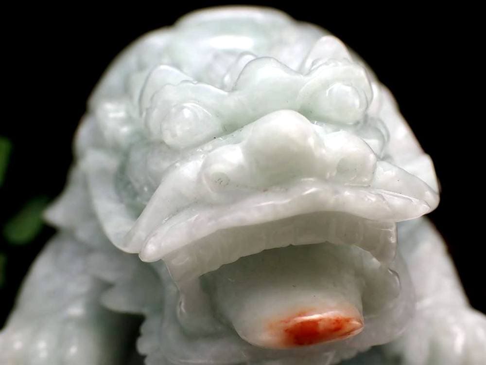 翡翠 ジェダイト 硬玉 龍亀 ロングイ 彫刻 置物