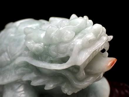翡翠 ジェダイト 硬玉 龍亀 ロングイ 彫刻 置物