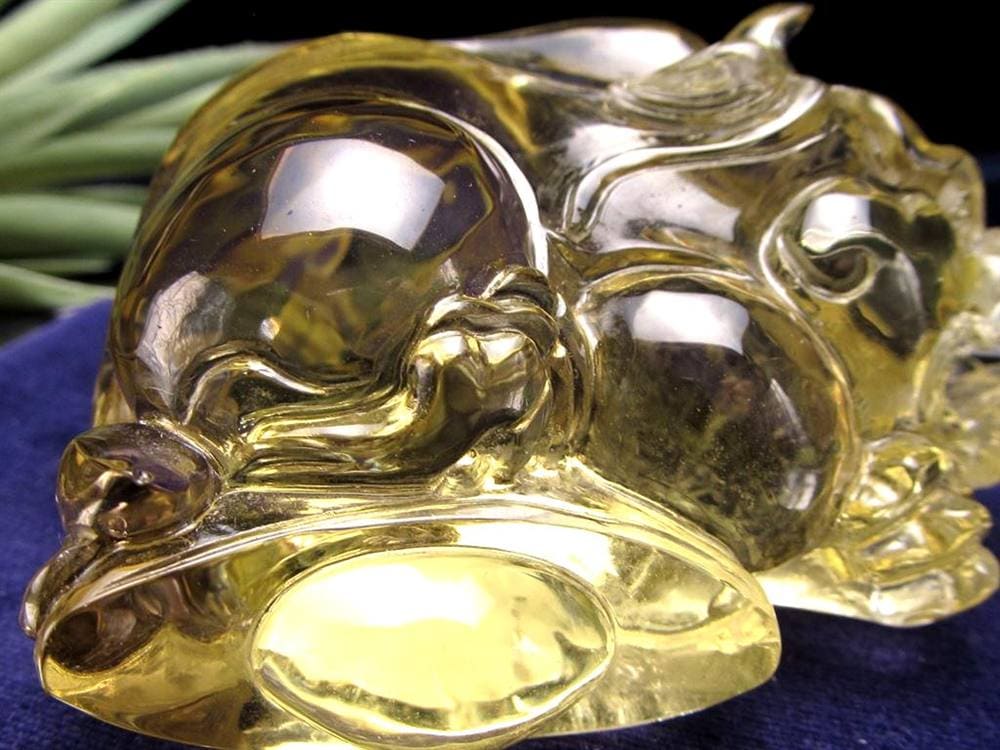 レモンクォーツ 貔貅 ヒキュウ 彫刻 置物 財運