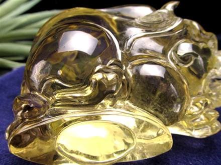 レモンクォーツ 貔貅 ヒキュウ 彫刻 置物 財運