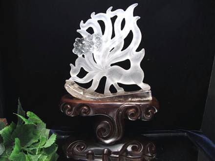 縁起物 九尾の狐 神獣 天然水晶 置物