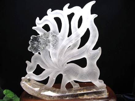縁起物 九尾の狐 神獣 天然水晶 置物