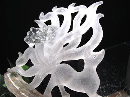 縁起物 九尾の狐 神獣 天然水晶 置物