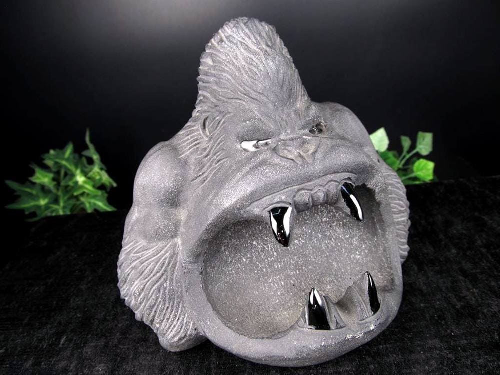 オブシディアン 黒曜石 天然石置物 パワーストーン置物 ゴリラ彫刻 魔除け