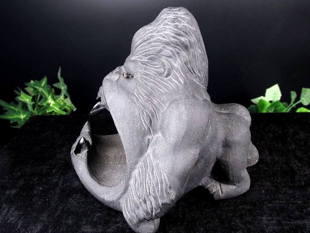 オブシディアン 黒曜石 天然石置物 パワーストーン置物 ゴリラ彫刻 魔除け