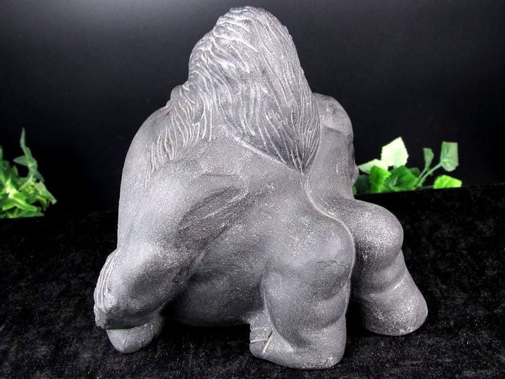 オブシディアン 黒曜石 天然石置物 パワーストーン置物 ゴリラ彫刻 魔除け