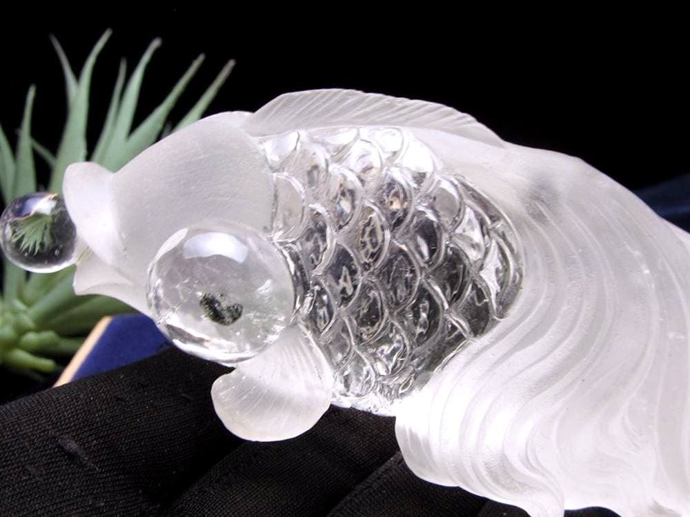 金魚 水晶 デメキン マイカ 彫刻置物