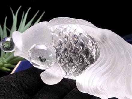 金魚 水晶 デメキン マイカ 彫刻置物