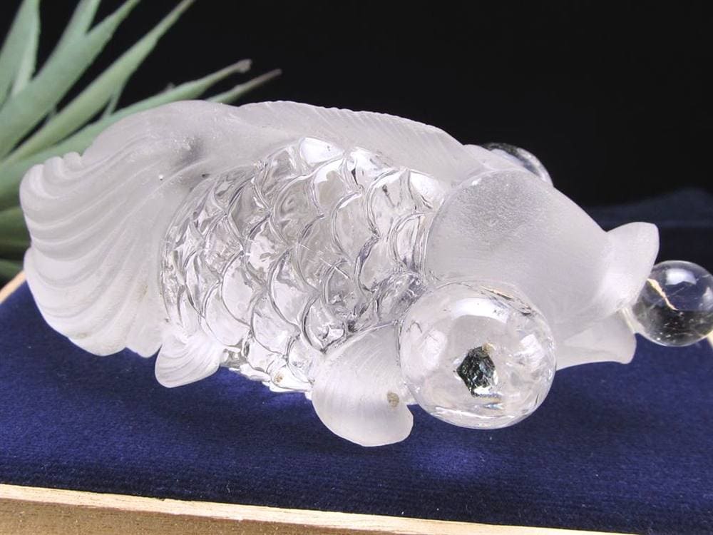 金魚 水晶 デメキン マイカ 彫刻置物