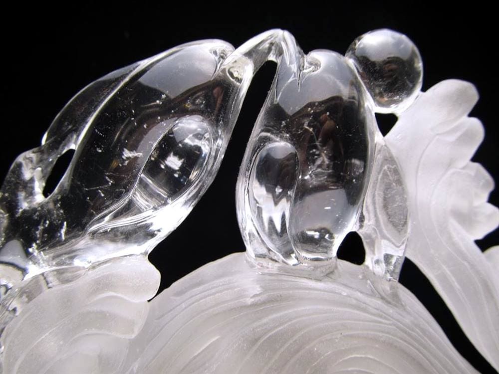 縁起物 イルカ 天然水晶 彫刻 置物