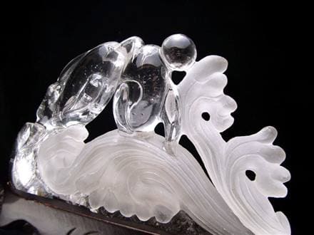 縁起物 イルカ 天然水晶 彫刻 置物