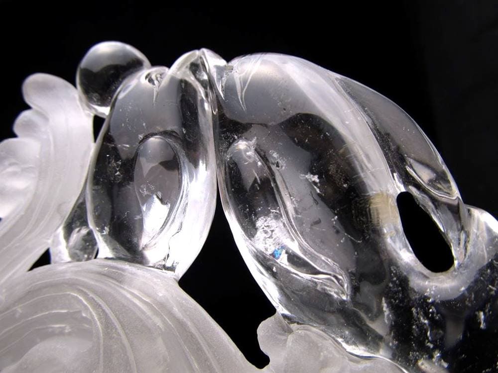縁起物 イルカ 天然水晶 彫刻 置物