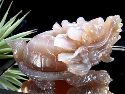 瑪瑙 メノウ めのう 龍穴アゲート トレジャー瑪瑙 龍亀 ロングイ 彫刻 置物