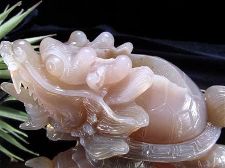 瑪瑙 メノウ めのう 龍穴アゲート トレジャー瑪瑙 龍亀 ロングイ 彫刻 置物