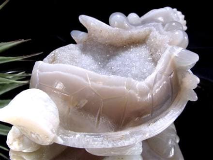 瑪瑙 メノウ めのう 龍穴アゲート トレジャー瑪瑙 龍亀 ロングイ 彫刻 置物