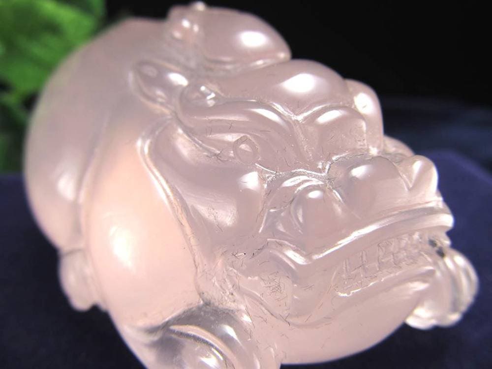 ローズクォーツ 貔貅 ヒキュウ 彫刻 置物 財運