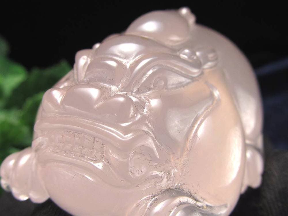 ローズクォーツ 貔貅 ヒキュウ 彫刻 置物 財運