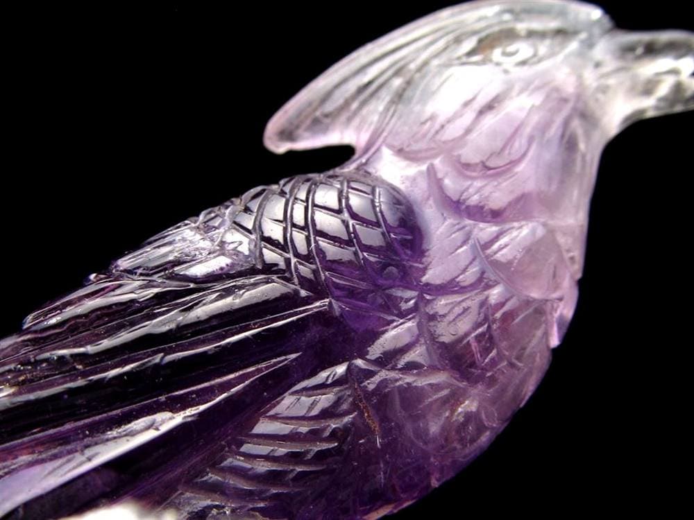 アメジスト 紫水晶 鳳凰 彫刻 置物