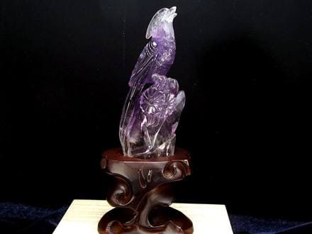 アメジスト 紫水晶 鳳凰 彫刻 置物