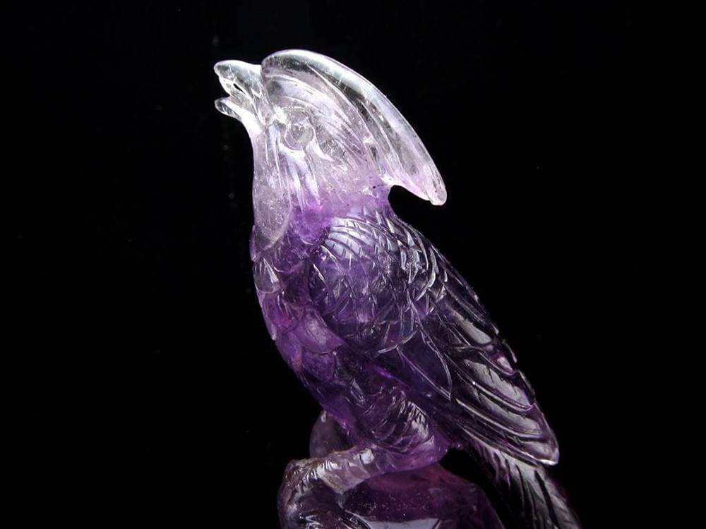 アメジスト 紫水晶 鳳凰 彫刻 置物