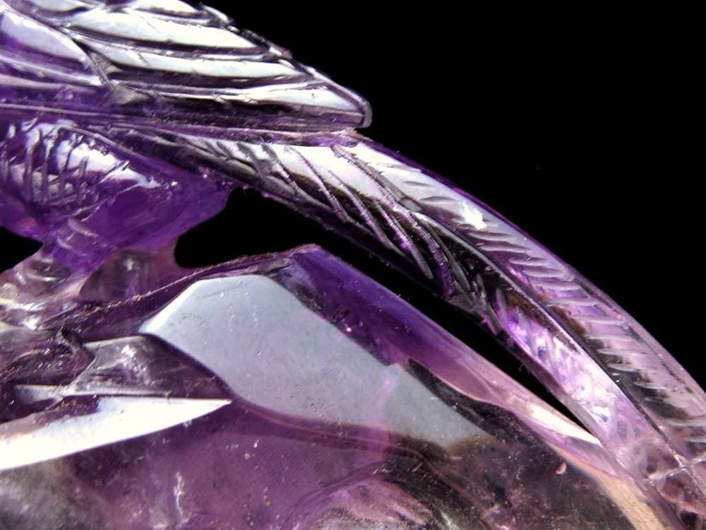 アメジスト 紫水晶 鳳凰 彫刻 置物