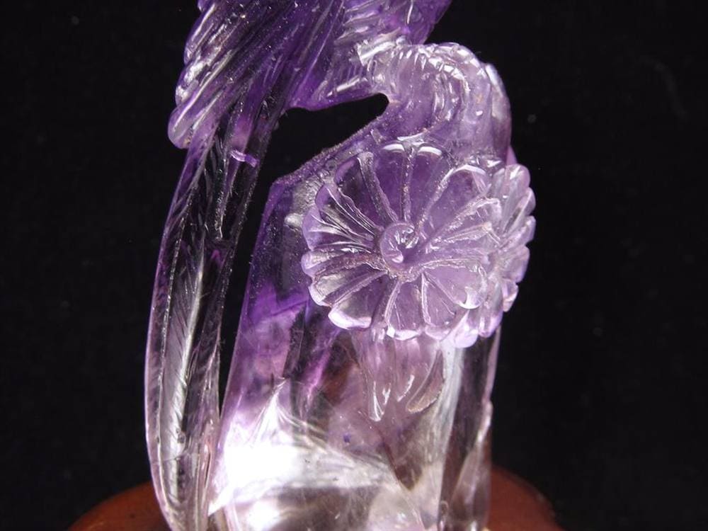 アメジスト 紫水晶 鳳凰 彫刻 置物