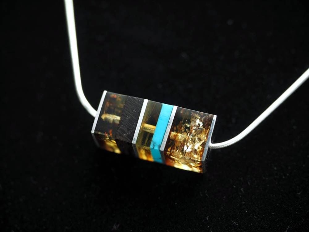 アンバー 琥珀 ペンダント ネックレス Silver925