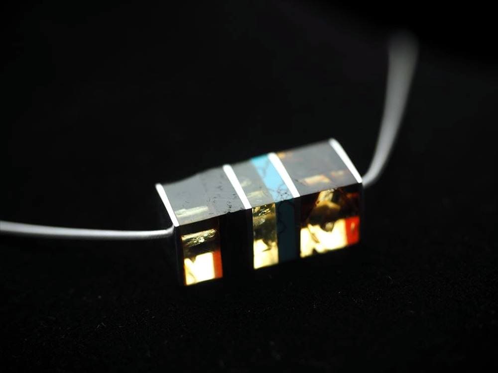 アンバー 琥珀 ペンダント ネックレス Silver925