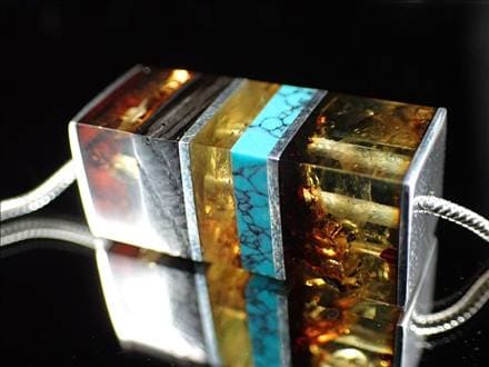 アンバー 琥珀 ペンダント ネックレス Silver925