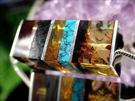 アンバー 琥珀 ペンダント ネックレス Silver925