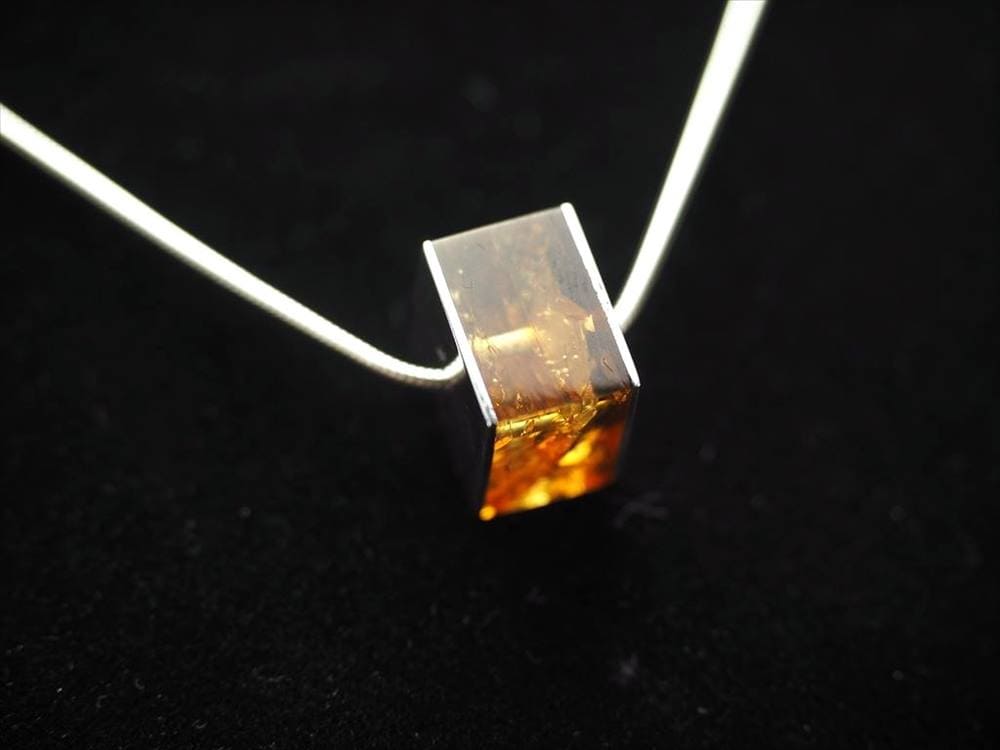 アンバー 琥珀 ペンダント ネックレス Silver925