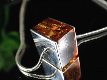 アンバー 琥珀 ペンダント ネックレス Silver925