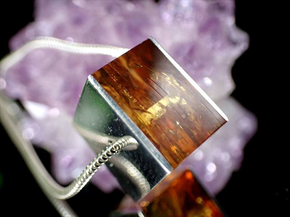 アンバー 琥珀 ペンダント ネックレス Silver925