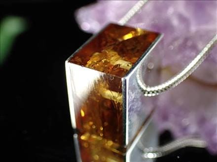 アンバー 琥珀 ペンダント ネックレス Silver925