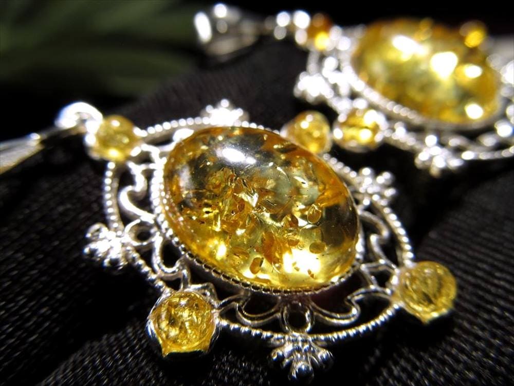 アンバー 琥珀 ペンダント ネックレス Silver925