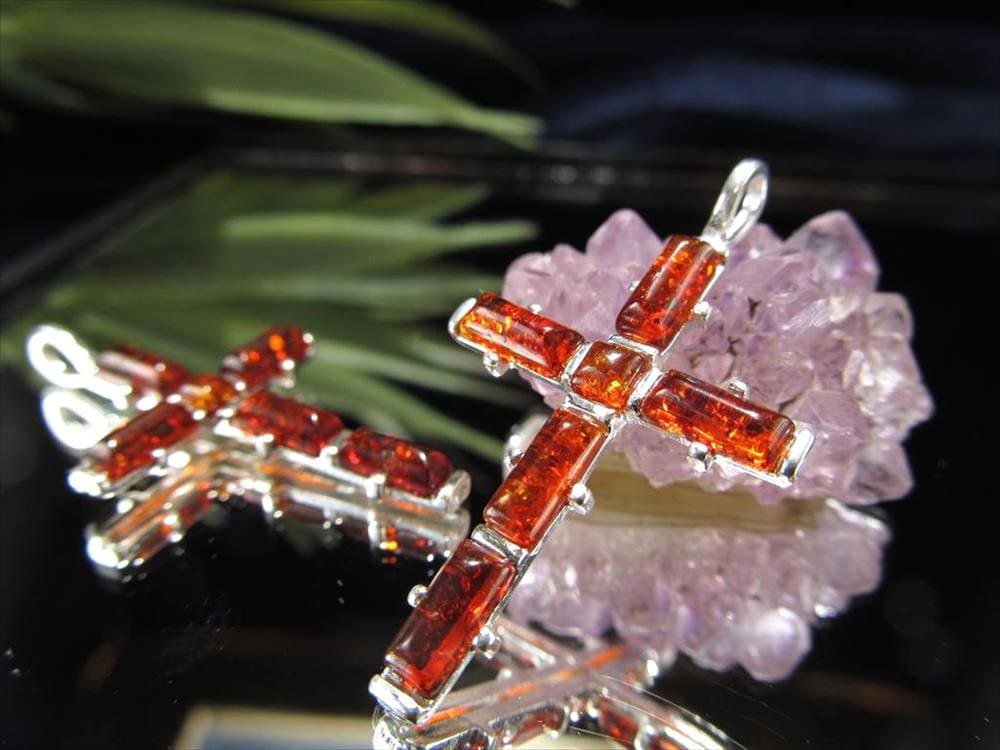 アンバー 琥珀 ペンダント ネックレス Silver925