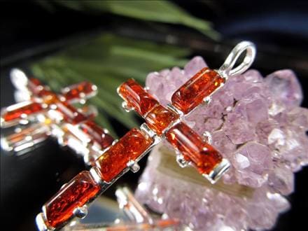 アンバー 琥珀 ペンダント ネックレス Silver925