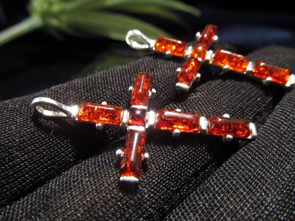 アンバー 琥珀 ペンダント ネックレス Silver925