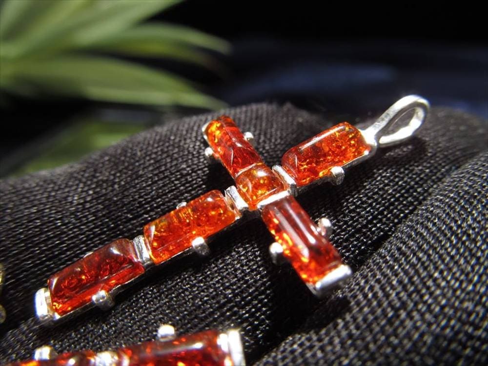 アンバー 琥珀 ペンダント ネックレス Silver925