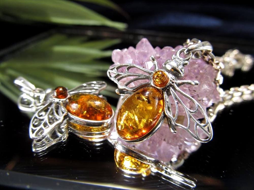 アンバー 琥珀 ペンダント ネックレス Silver925